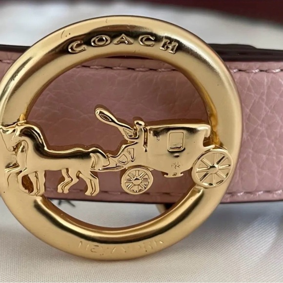 Coach Pink and Brown Leather Belt with Gold Accent - Picture 3 of 5
